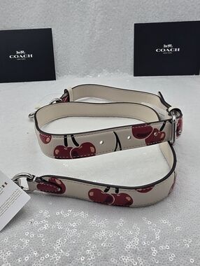 Coach Cherry Print Replacement Strap  Reversible Adjustable Bag Strap Leather